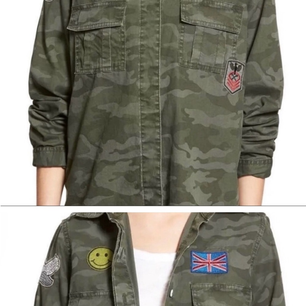 Lee Cooper Army Overdye Patched Camo Shirt Jacket Size Large